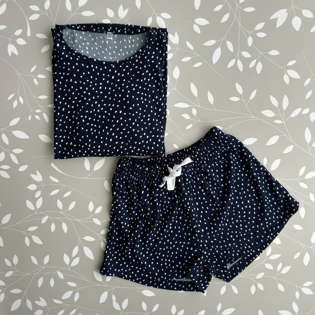 PIJAMA RIB PUNTOS AZUL