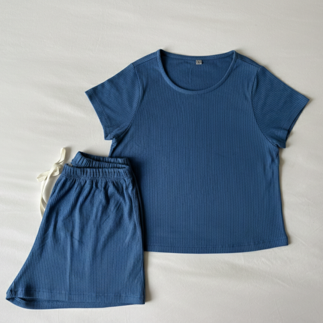 Pijama rib celeste de algodón para niña Tartaruga - vista 2