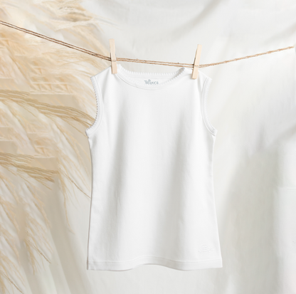 Camiseta Algodón Pima Sin Mangas Cuello Picoeta