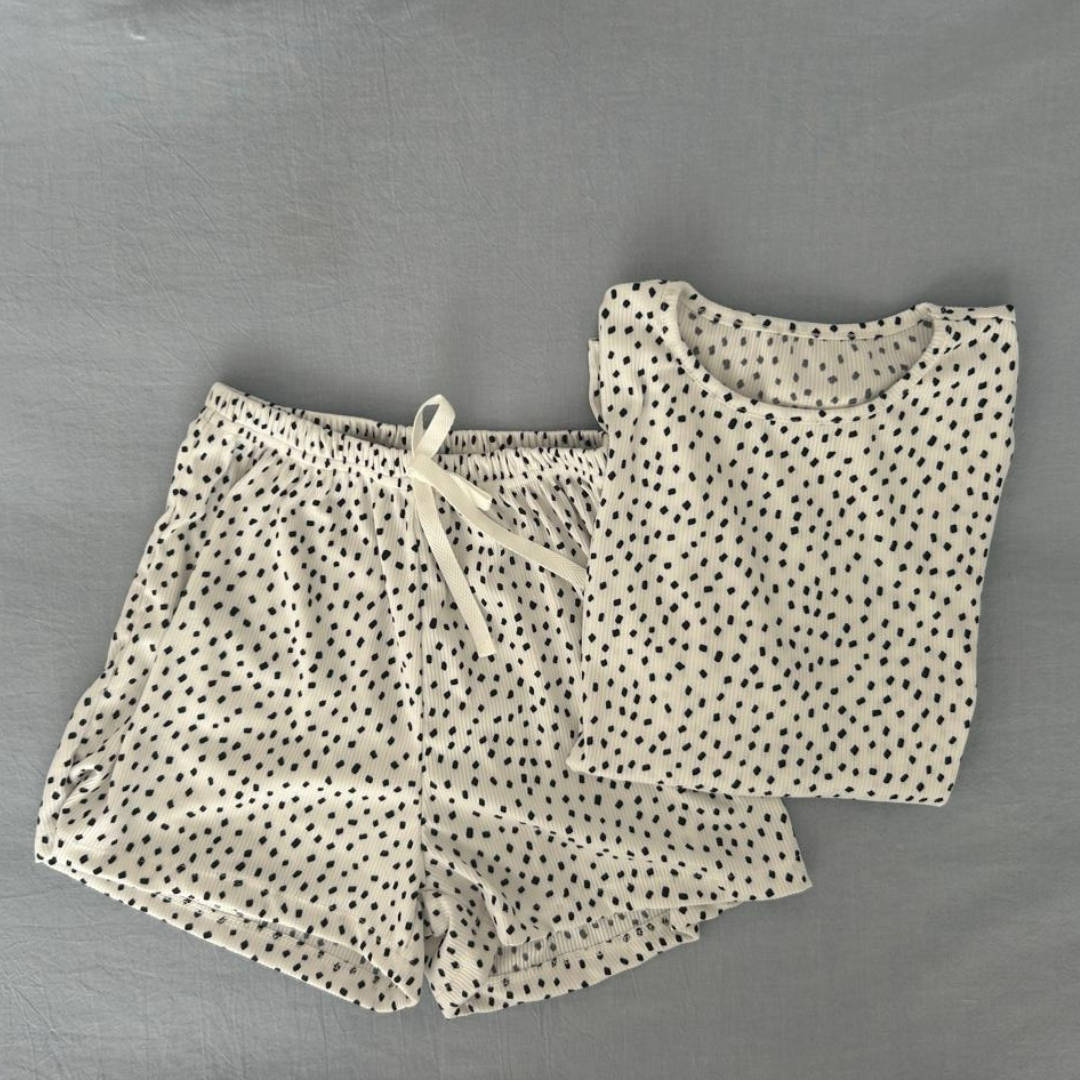 PIJAMA RIB PUNTOS IVORY