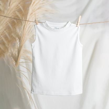 Camiseta Algodón Pima Sin Mangas Cuello Liso
