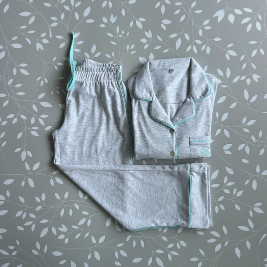 PIJAMA ALGODON CAMISERO GRIS