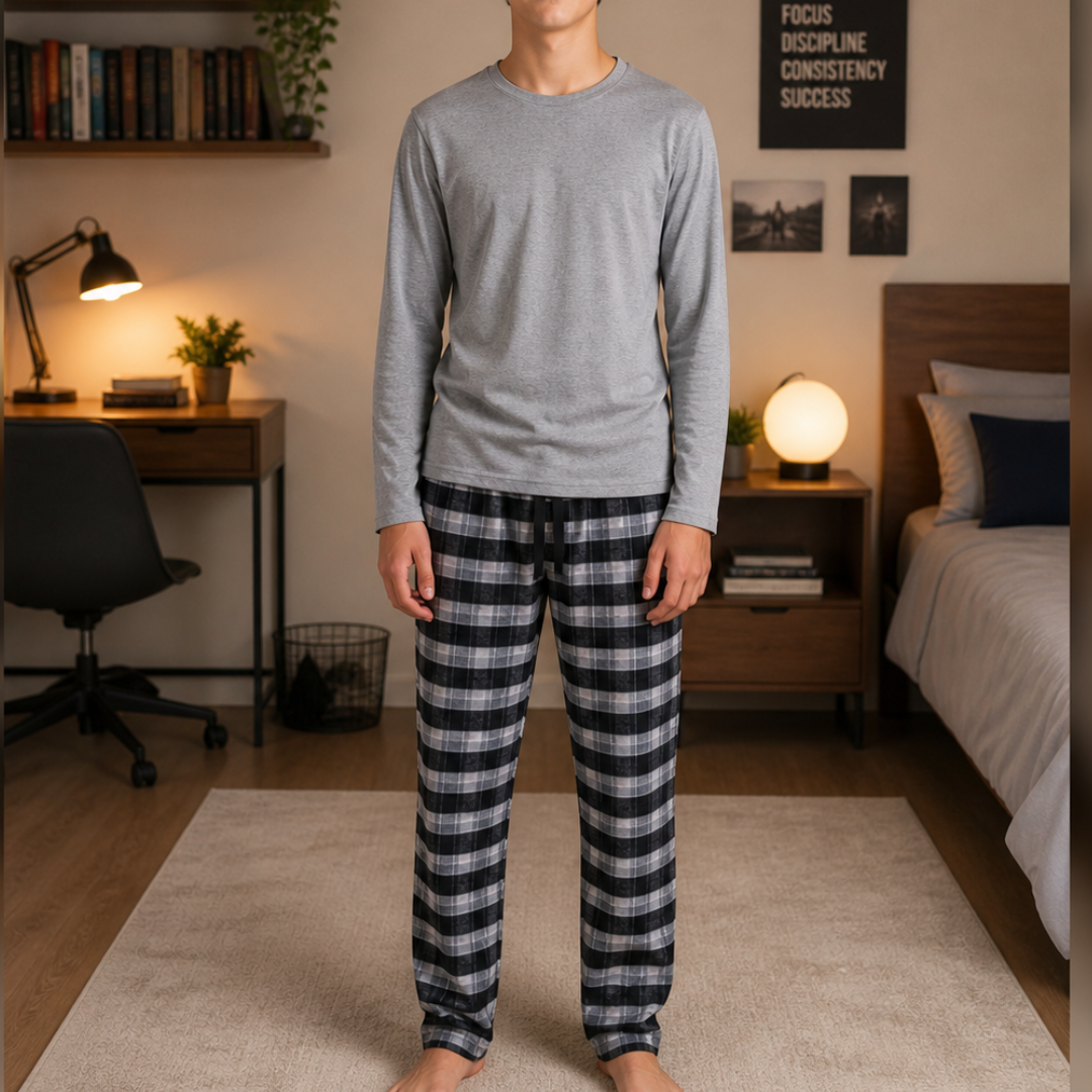 PIJAMA PANTALON FRANELA GRIS