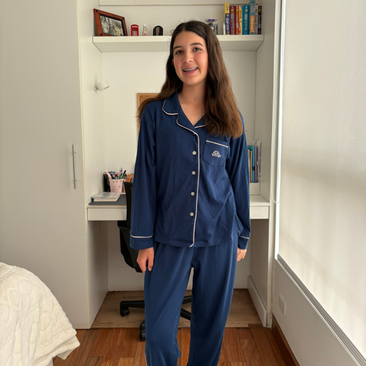 PIJAMA ALGODON CAMISERO AZUL