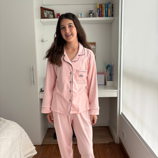 PIJAMA ALGODON CAMISERO ROSADO