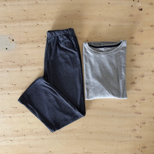 PIJAMA LISA ALGODON AZUL GRIS