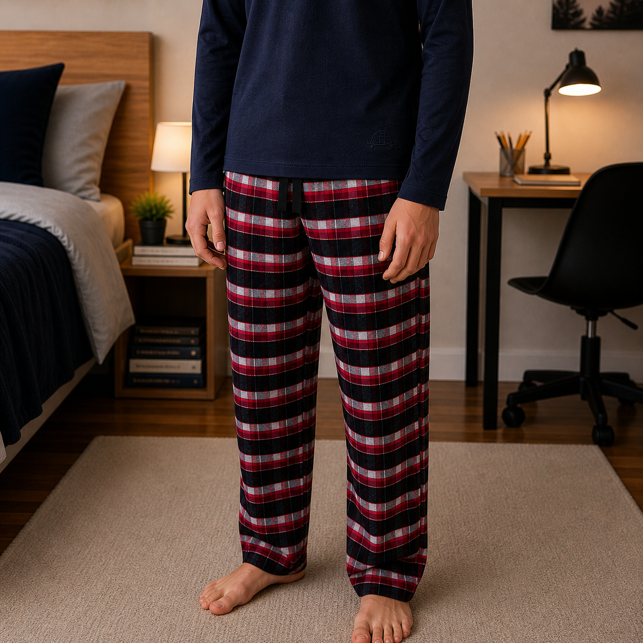 PIJAMA PANTALON FRANELA ROJO