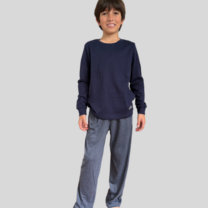 PIJAMA LISA ALGODON AZUL GRIS