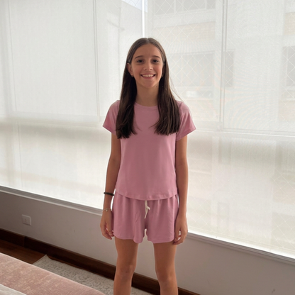 Pijama Algodón Rib Rosa