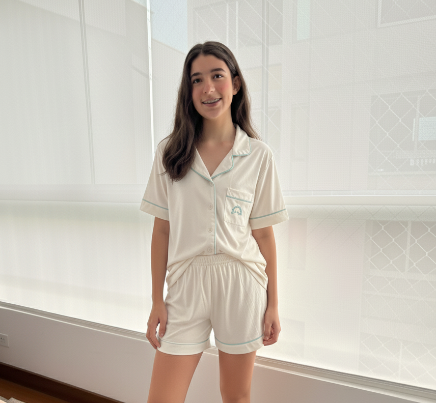 PIJAMA CAMISERA MANGA CORTA IVORY